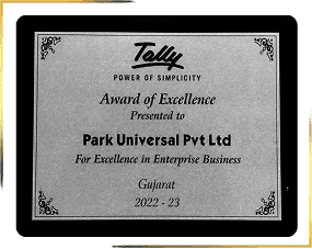 Tally Award of Excellence plaque for Excellence in Enterprise Business, Gujarat 2022-23