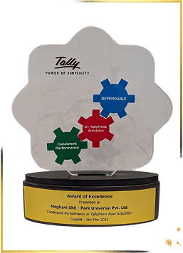 Tally Award of Excellence for Consistent Performance in TallyPrime New Activation, 2023