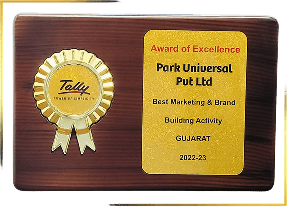 Tally Award of Excellence plaque for Best Marketing & Brand Building Activity, 2022-23